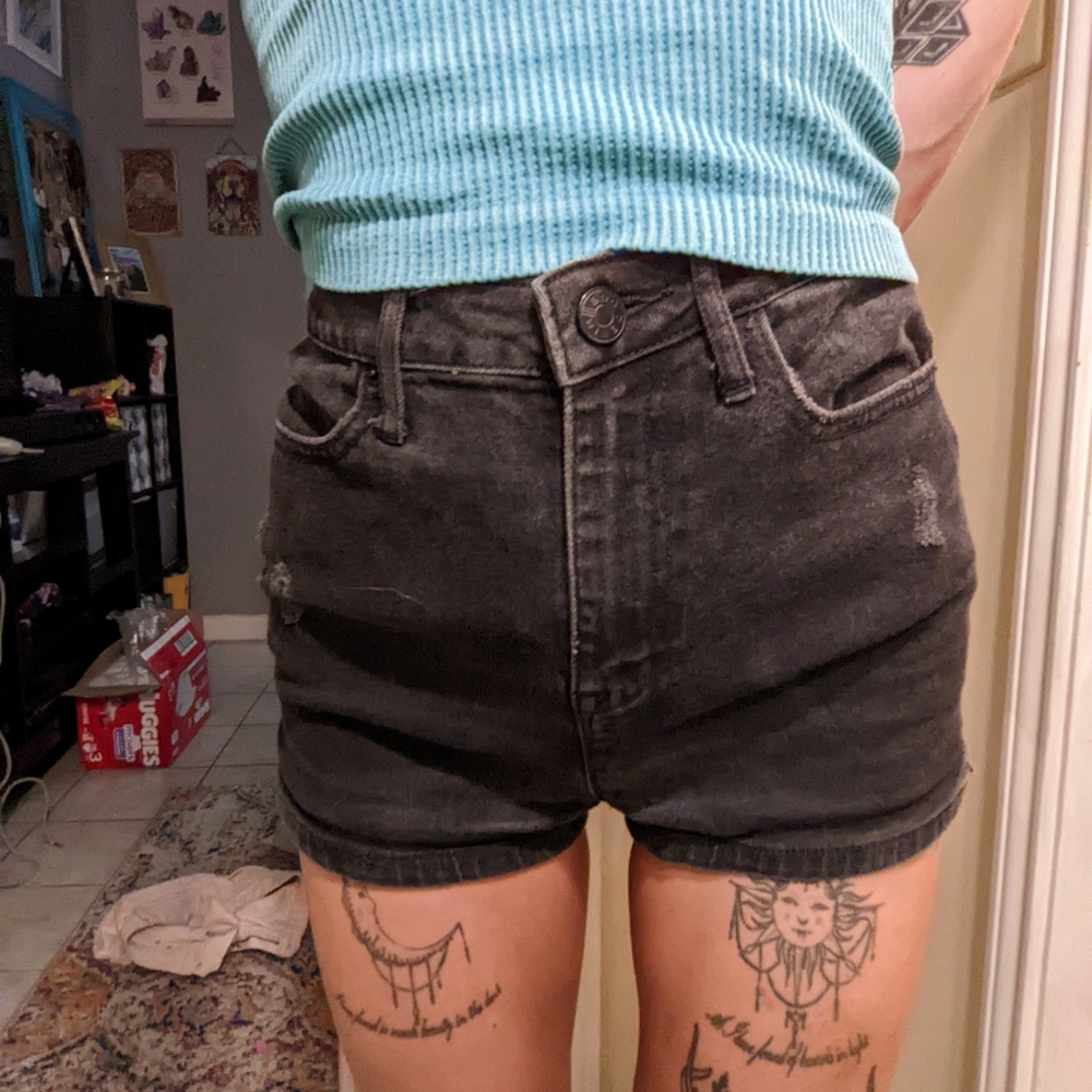 BDG Black high waist denim shorts